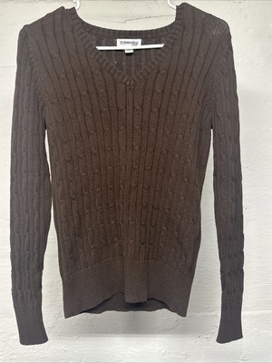 St. John s Bay Women s Small Brown V-neck Long Sleeve Dressy Sweater