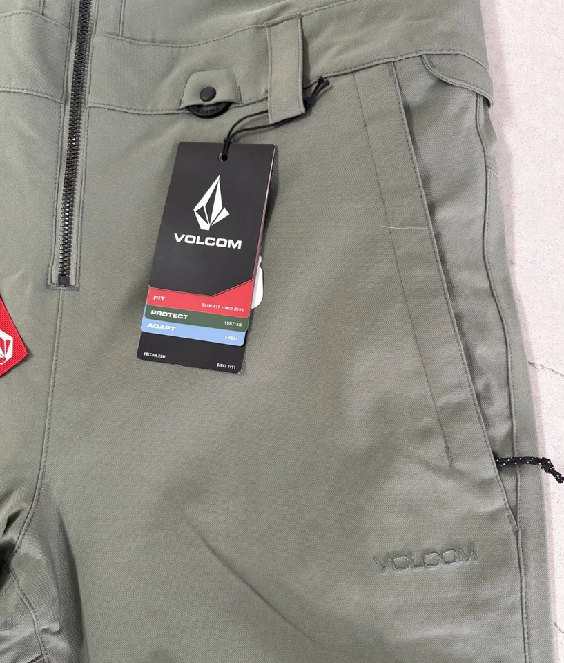 Nuevo con etiquetas Volcom Mujer’s Pequeño Swift Babero Elastizado Mono Pantalón de Nieve Verde Liquen Foto 3 de 4