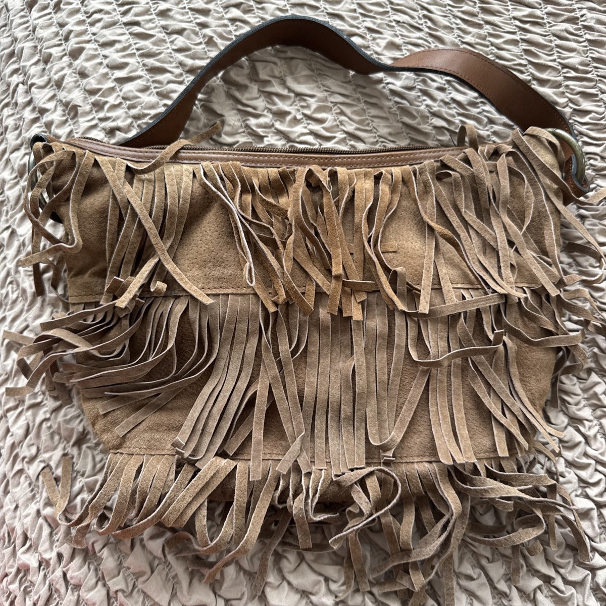 Fashion Express Brown Leather Fringe Purse Shoulder Bag | eBay