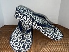 Authentic Michael, Kors Platform Flip-Flops Size 11, NavyWhite W/ Silver Logo — photo 3