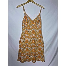 Bebop Orange Floral Daisy Print Mini Dress V-Neck Adjustable Straps Size M