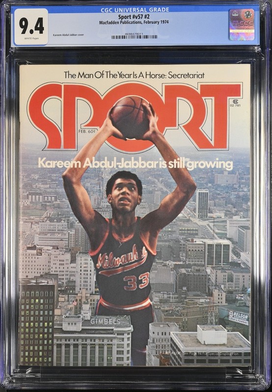Sport v57 #2 February 1974 Lew Alcindor Kareem Abdul-Jabbar Pop 1 CGC 9.4 CL69