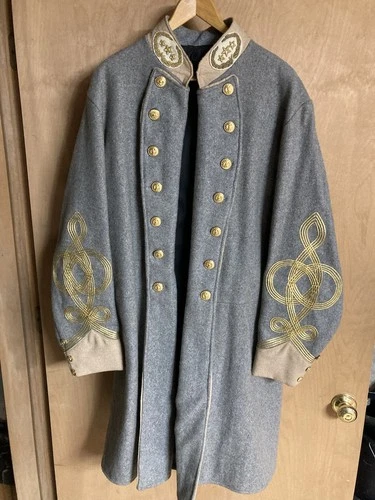 Custom Confederate Repro Generals Frock Coat | Civil War Med Grey Wool Officers.