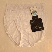 New VTG Olga Secret Hug Silky Nylon French Brief Panty Size Sm White