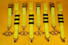 Recovery Ratchet Strap 5ton Over Wheel Tie Down Hi-Vis Yellow + Grip SET 4Pcs