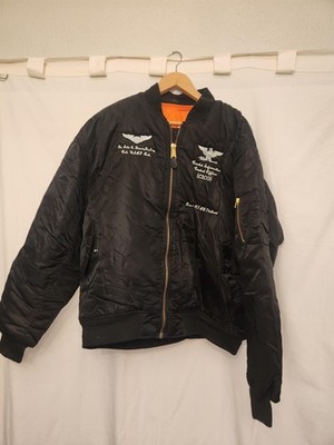 Vintage US Air Force Jacket Mens 2XL Black Bomber Vietnam Vet Nylon Embroidered