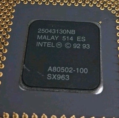 Intel Pentium 100MHz A80502-100 SX963 Socket 7 Ceramic Gold Pin Vintage CPU