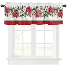 SHAPTOY Christmas Curtain Valances for Kitchen Windows 54x18 Inch Winter Xmas...