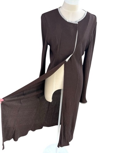 Womens Giorgio Armani Longline Jacket Cardigan Knitted Brown Made in Italy 10-12 - Picture 6 of 11