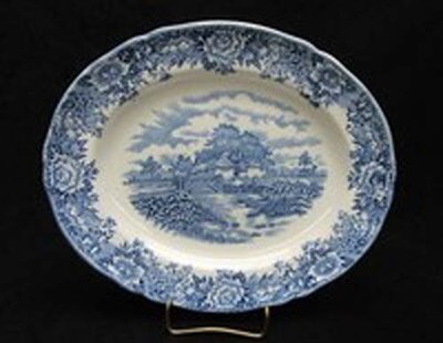 Vintage Salem Olde Staffordshire Blue English Village Platter(s) 12 1/2'' old