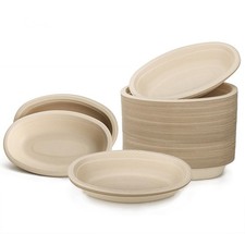 Aksipo 28 OZ 50 Count Paper Bowls, Oval Paper Bowls, Soup Bowl, Meal Prep Con...