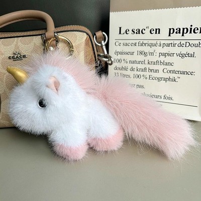 Weicher süßer Pony-Schlüsselanhänger aus künstlichem Nerzfell für Mädchen