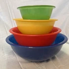 Vintage Pyrex Primary Color Clear Bottom Nesting Mixing Bowl Set Of 4