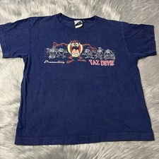 Vintage 90s Warner Bros Taz Devil Navy Kids Shirt