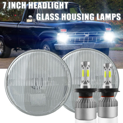 2X 7 inch Round LED Hi/Lo Beam Headlights Chrome for Ford F100 F150 F250 Truck