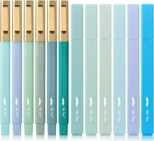 - Aesthetic Highlighters and Pens No Bleed, 12 Pack, Forest Green Color Bible Hi