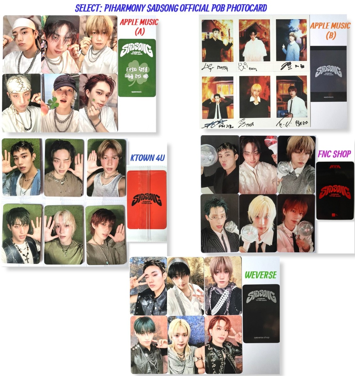 P1HARMONY SADSONG OFFICIAL POB PHOTOCARD -APPLE -FNC -KTOWN