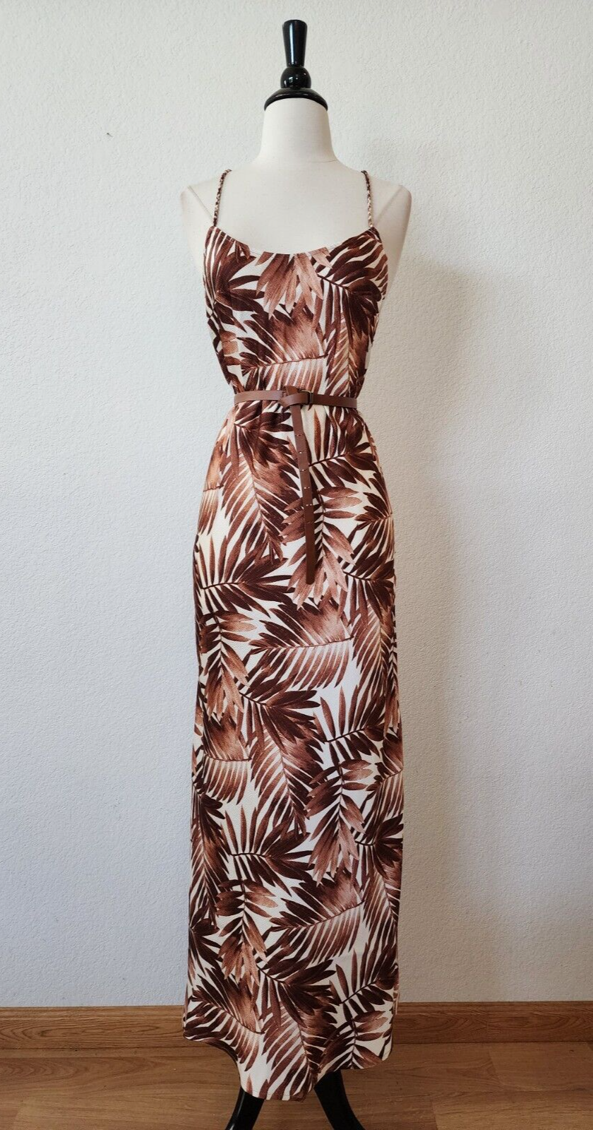 Anthropologie Maxi Dress New Size Large XL Tropical Brown Boho Retro Vacation-image