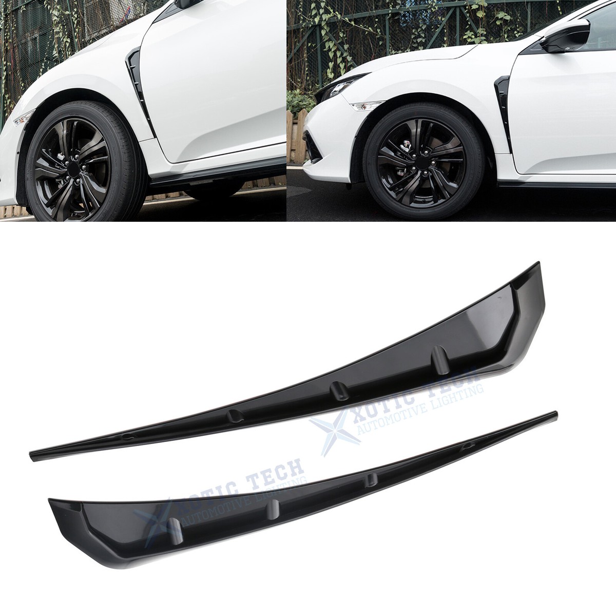 Gloss Black Front Fender Side Vent Molding Cover Trim For Honda