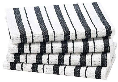 COTTON CRAFT - 4 Pack - Basket Weave Kitchen Towels - Black