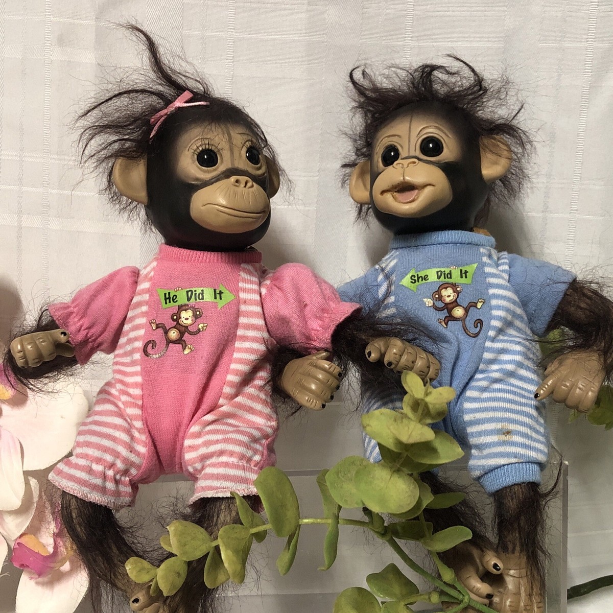 Twins Ashton Drake Baby Monkey Doll Orangutan Hair Soft Posable