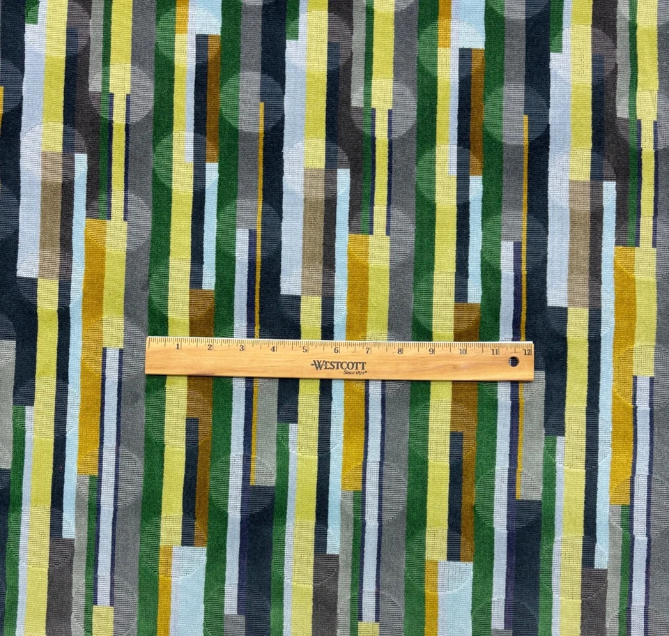 DESIGNTEX FINSBURY БАРХАТ ЗЕЛЕНЫЙ СОВРЕМЕННЫЙ ГЕОМЕТРИЧЕСКИЙ ТКАНИ НА 1/2 (0,5) ЯРД 50 «W - Изображение 3 из 4