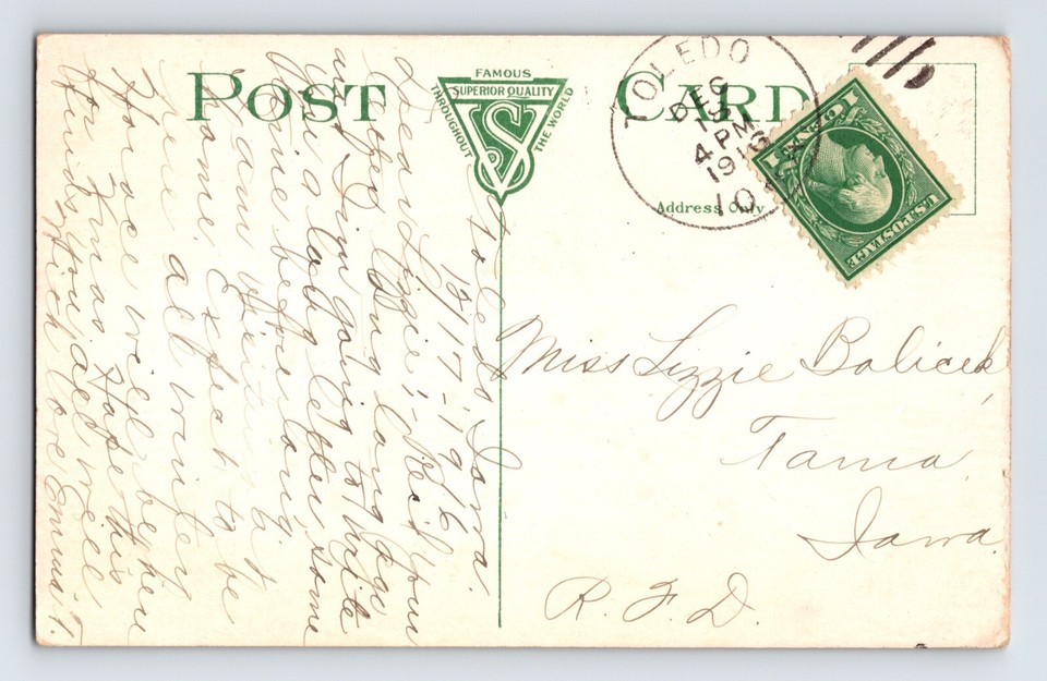 Postcard Iowa Cedar Rapids IA Ellis Park Riverfront 1916 Posted Divided