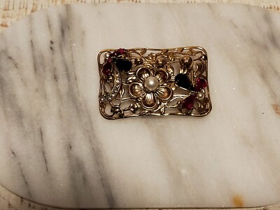 Broche Vintage Métal Argenté Et Zircon Brillant - Élégance Intemporelle