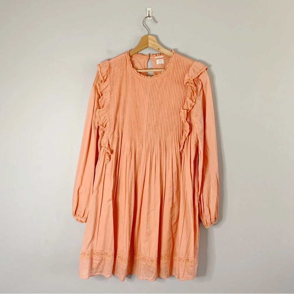 Aritzia Wilfred Elia Dress Long Sleeve Ruffled Dress Boho Cotton