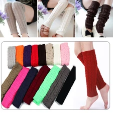 Women Leg Warmers Crochet Knit Ribbed Knee High Solid Winter Boot Cuff Sock Long