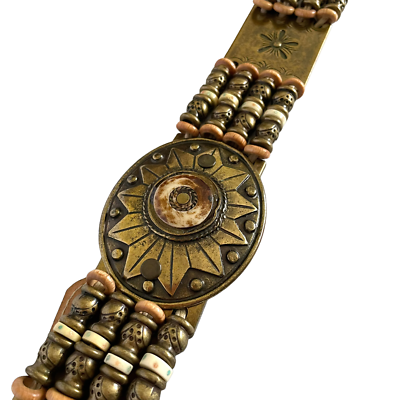Streets Ahead Beaded Sun Brass Medallion Italian Leather  display picture 1