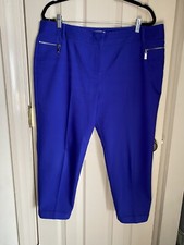 CHAUS blue women  s capris silver zip Size 16