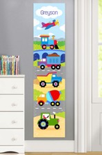 Trains Planes Trucks Transportation Personalized Canvas Growth Chart