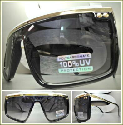 Klassisch Elegant Funky Zeitgenössisch Shield Stil Sonne Brille Schwarz & Gold