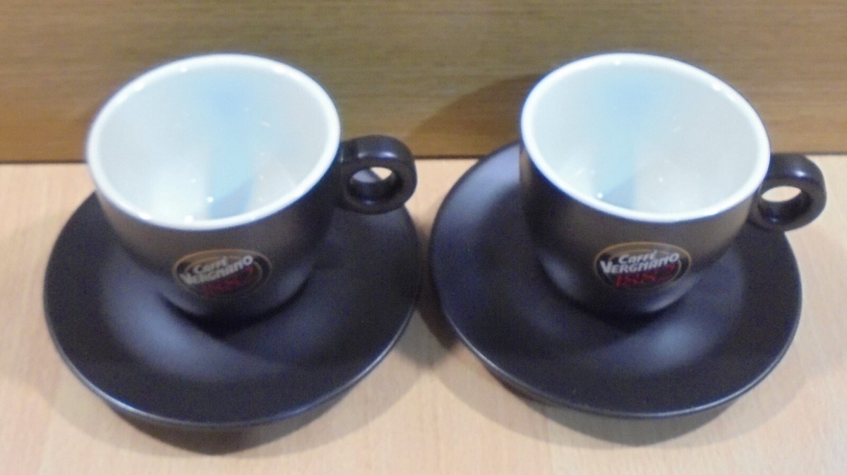 CAFFE VERGNANO ESPRESSO COFFEE SET OF TWO CERAMIC CAPPUCCINO CUPS