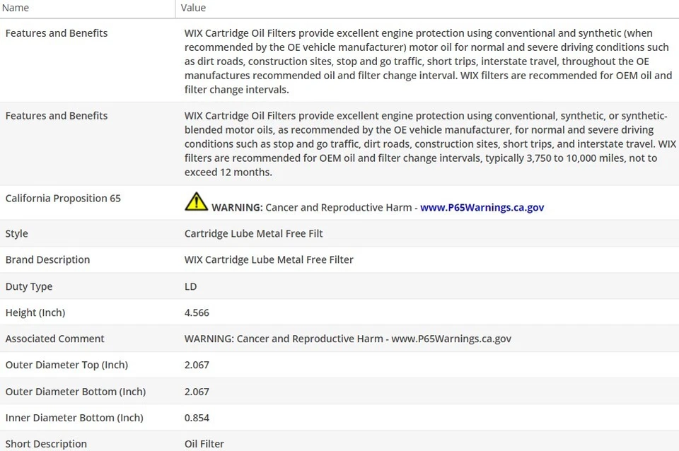 Filtro de aceite tipo OEM WIX para GENESIS G90 2017-2022 V6-3,3 L Foto 3 de 4