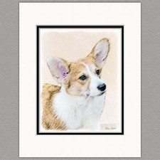 Pembroke Welsh Corgi Dog Original Art Print 8x10 Matted to 11x14