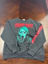 Ghost Face Scream Halloween Black Crewneck Sweatshirt Men s Medium Horror Grap