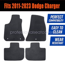 Front Rear Floor Mats Carpet Waterproof Velour For 2011-2023 Dodge Charger Front Rear Floor Mats Carpet Waterproof Velour For 2011-2023 Dodge Charger