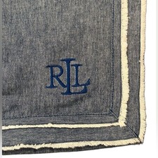 Lauren Ralph Lauren Blue Chambray Fringe Euro Pillow Sham 26X26