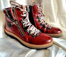 RIEKER FELICITAS SIZE 4 BOOTS  Colourful BOHO  Lace up Zipped