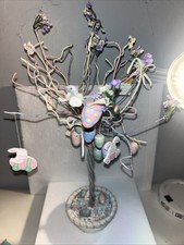 Easter Tree Decoration With 14 Wooden Ornaments Poseable Branches Weighted Base