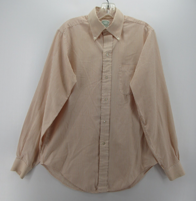 VINTAGE Brooks Brothers Shirt 15 1/2 Peach 6 Button OCBD 60s