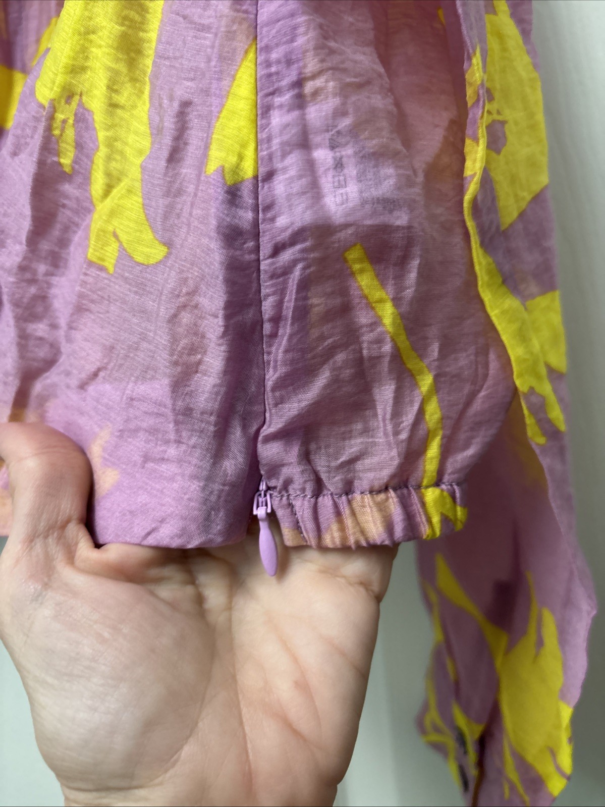 Cabi Drift Top Blouse Women’s Wrap Style Tropical Orchid Summer Sheer Sz XS EUC