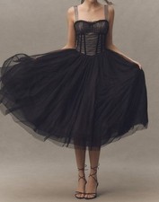 BHLDN Tulle Corset Fit And Flare Dress Coquette Romantic Whimsygoth Emo Womens S