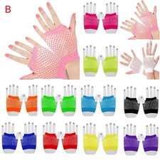 New Long Fishnet Gloves, Fingerless Gloves, Party Gloves, Neon Fishnet Gloves