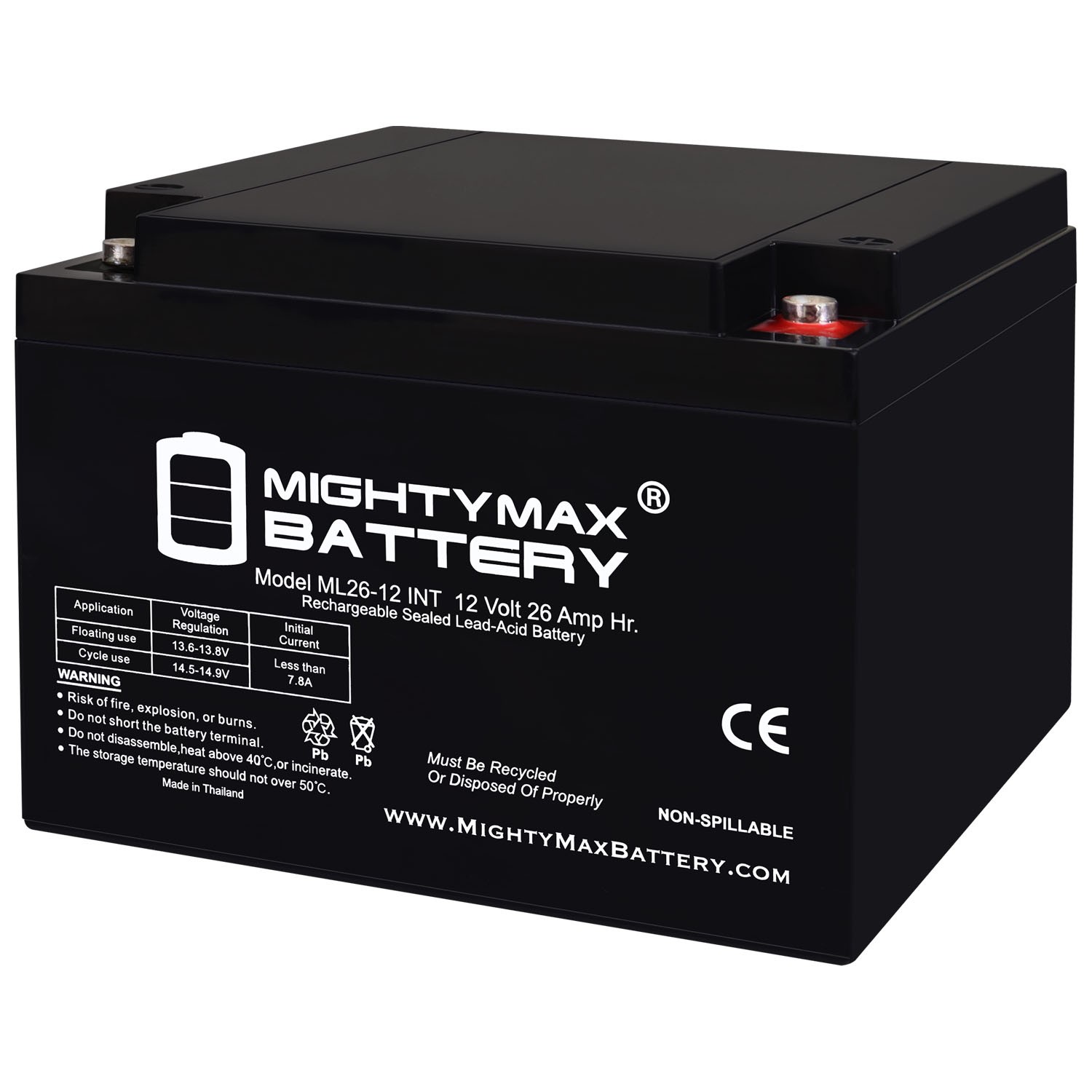 Mighty Max 12V 26AH INT Replacement Battery Compatible with Odyssey PC925
