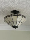 MISSION Tiffany Style STAINED Glass Hanging Pendant LAMP SHADE*VINTAGE STYLE***