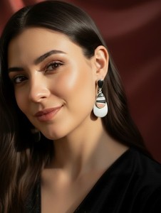 Jason Livingston Native American Navajo Sterling Pink Coral Onyx Inlay Earrings