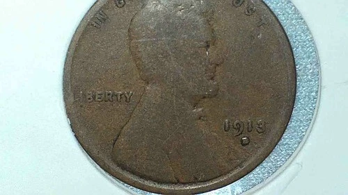1913-D filled in Lincoln Wheat Cent Penny L on rim